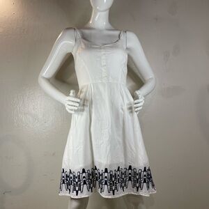 Old Navy White Sundress with Navy Geometric Hem